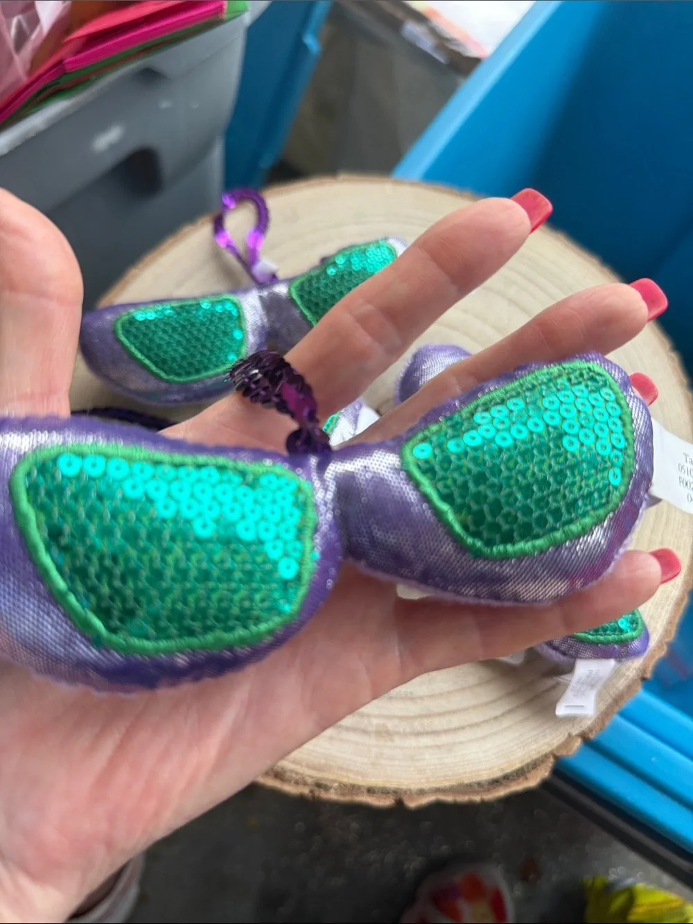 NWT set of 5 Purple & Green Sequin Beaded ornaments and decor